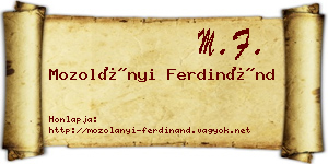 Mozolányi Ferdinánd névjegykártya